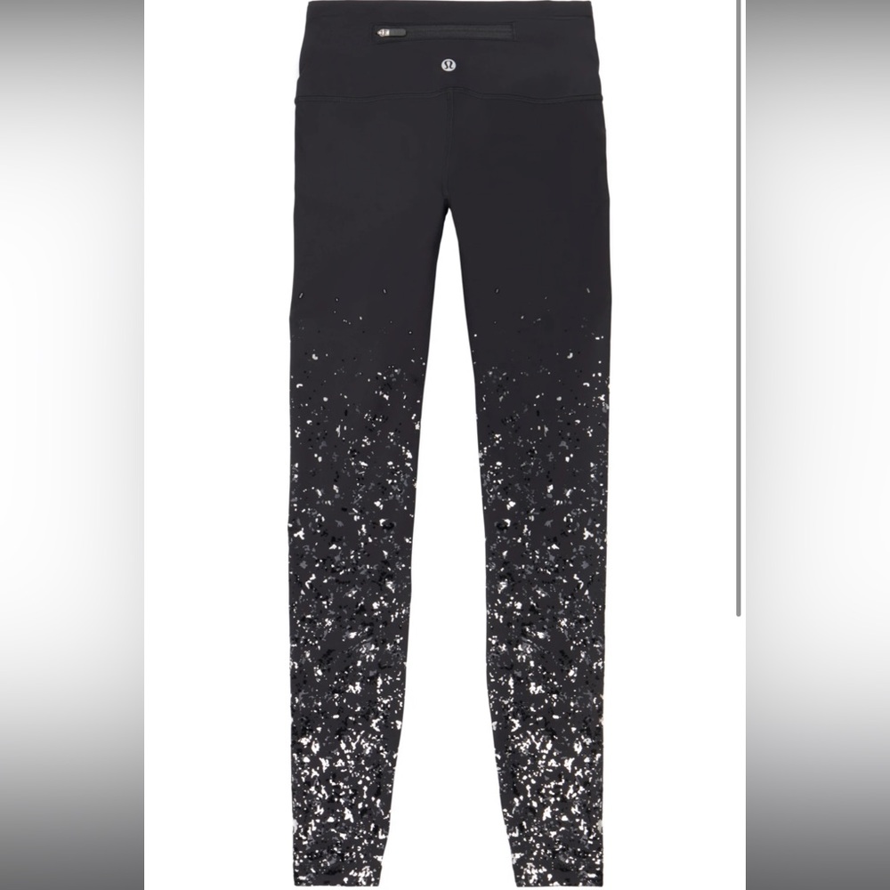 Black Lululemon tights with silver speckles